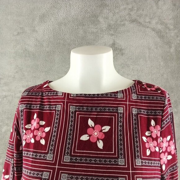 NWT CHARTER CLUB floral top M(8-10) 100% Pima Cotton Multi Colore Knit Boat Neck - Picture 3 of 10